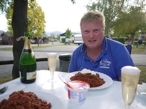 Champagne supper at Hamner camp