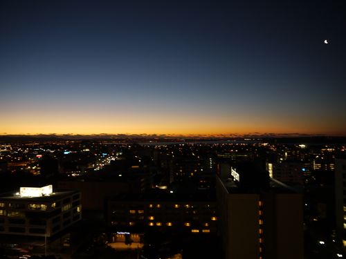 Sun sets over Auckland